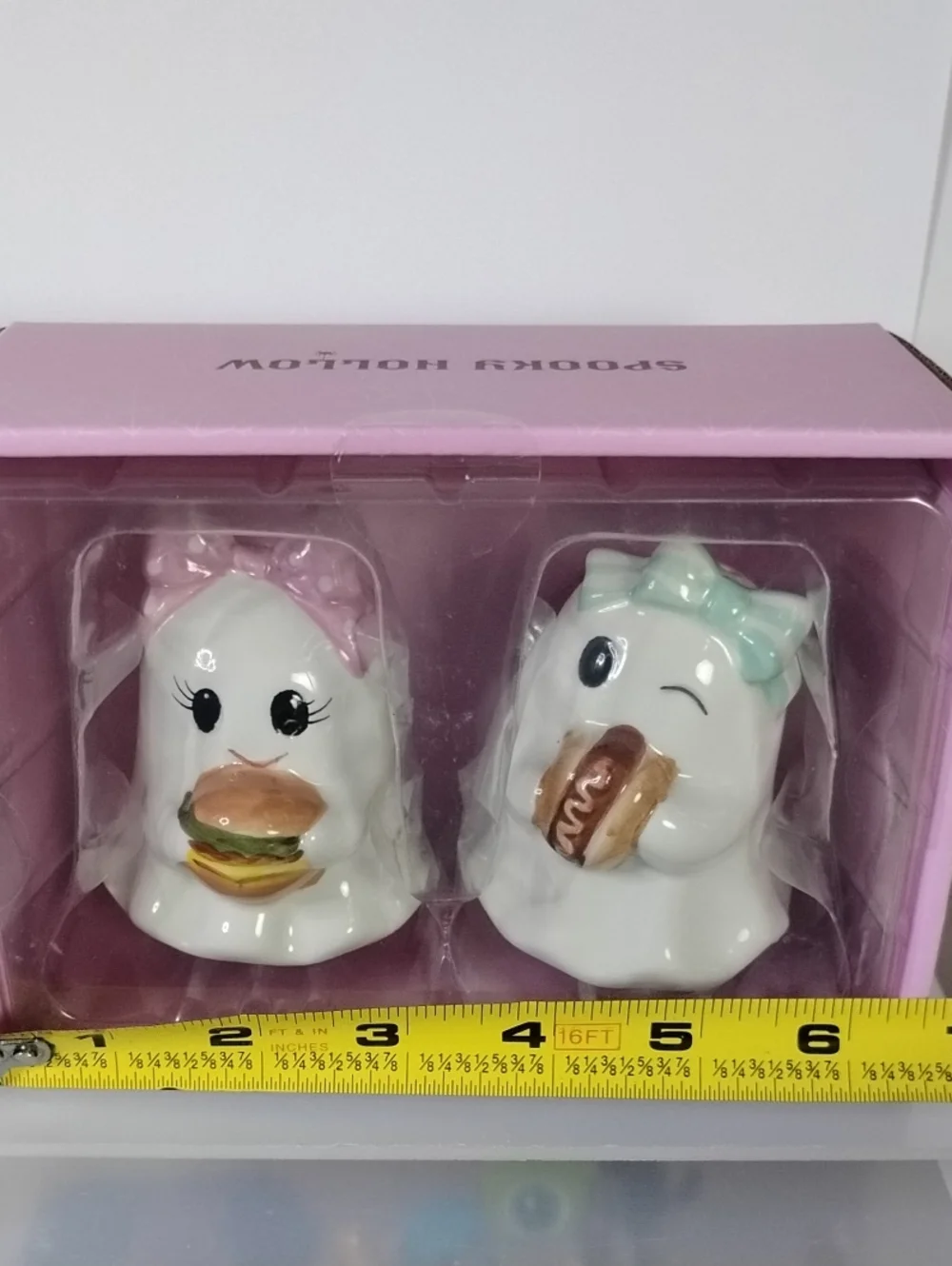 Spooky Hollow Ghost Girls Salt and Pepper Shakers Summerween Ghosties Set